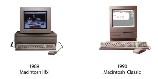 Macintosh IIfx und Macintosh Classic