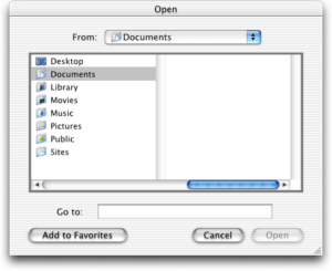 Mac OS X 10.0 Cheetah - Open File