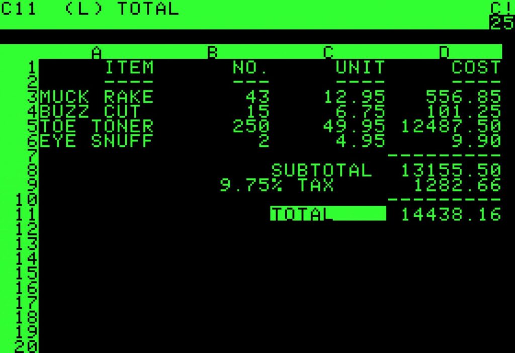 Visicalc auf dem Apple II